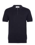 Slhflorence Ss Knit Zip Polo Ex Selected Homme Navy