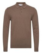 Slhberg Ls Knit Polo Noos Selected Homme Brown