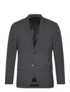 Super Slim-Fit Check Suit Jacket Mango Grey
