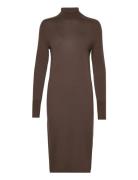 Extra Fine Wool High-Nk Dress Calvin Klein Brown