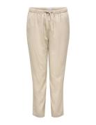 Carcaro Mw Linen Bl Pull-Up Pant Tlr ONLY Carmakoma Beige