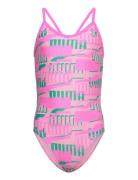 Puma Swim Girls Printed Swimsuit 1P Puma Swim Pink