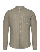 Cfanton Ls Cc Striped Linen Mix Shi Casual Friday Khaki