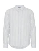 Cfanton Ls Bd Striped Linen Mix Shi Casual Friday Blue