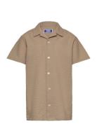 Jorpalma Seersucker Shirt Ss Jnr Jack & J S Beige