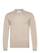 Slhtown Ls Knit Open Polo Selected Homme Cream