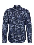 Reg Linen Print Shirt GANT Blue