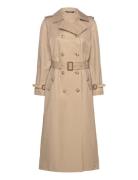 Belted Cotton-Blend Maxi Trench Coat Lauren Ralph Lauren Beige