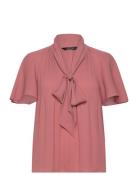 Pleated Georgette Tie-Neck Blouse Lauren Ralph Lauren Pink