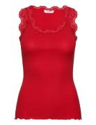 Rwbabette Sl U-Neck Long Lace Top Rosemunde Red