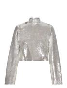 Aella Wide Sleeve Sequin Top Malina Silver