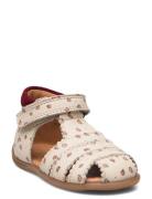 Starters? Scallop Velcro Sandal Pom Pom Patterned