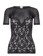 Flower Lace Top Short Sleeves Wolford Black