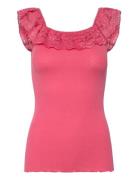 Silk T-Shirt Ss W/ Lace Rosemunde Pink