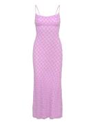 Adoni Mesh Midi Dress Bardot Purple