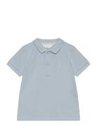 Textured Cotton Polo Shirt Mango Blue