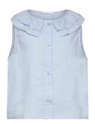 Button Linen-Blend Blouse Mango Blue