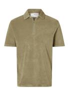 Slhrelax-Terry Ss Zip Polo Ex Selected Homme Green