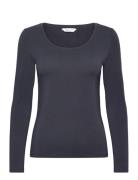 Slim Cot/Ela Ls Scoop Neck Top GANT Navy