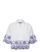 Alissa Cotton Embroid Popover French Connection White