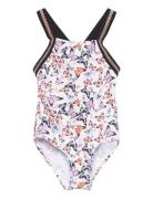 Swimsuit W Elastic Straps, Aop Color Kids Patterned