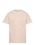 T-Shirt Ss Striped Rib Huttelihut Beige