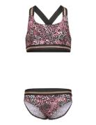 Bikini W. Contrast Straps, Aop Color Kids Brown