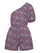 Paisley-Print Asymmetrical Jumpsuit Mango Pink