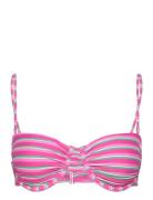 Stripe-Print Bikini Top Mango Pink