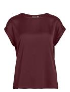 Viellette S/S Satin Top - Noos Vila Burgundy