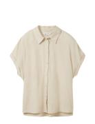 Shortsleeve Blouse With Linen Tom Tailor Beige