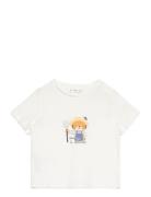 Cotton Printed T-Shirt Mango White