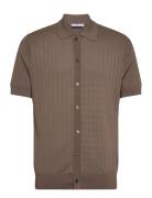 Knitted Polo Shirt With Buttons Mango Brown