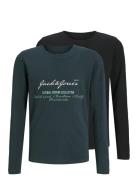 Jjgreat B2S Logo Tee Ls 2Pk Mp Jnr Jack & J S Patterned