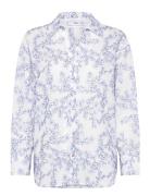 Shirt With Floral Embroidery Mango Blue