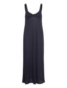 Linen Dress With Knot Detail Mango Navy