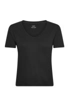 V-Neck Cotton T-Shirt Mango Black