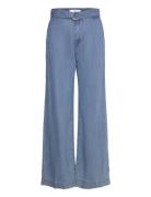 Flowy Wideleg Trousers With Belt Mango Blue