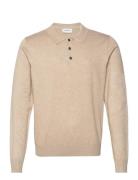 Long Sleeve Knitted Poloshirt Lindbergh Beige