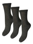 Pcsebby Glitter Long 3P Socks Noos Bc Pieces Black