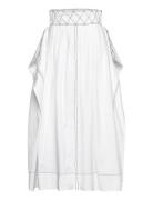 Diamond Topstitch Poplin Skirt Tory Burch White