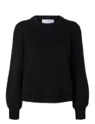 Slflulu Ls Knit Rib O-Neck Noos Selected Femme Black