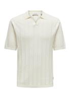 Onslucas Reg 12 Ss Crochet Polo Knit ONLY & SONS White