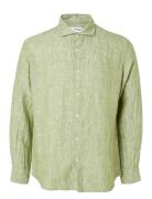 Slhregkylian-Linen Shirt Ls Cut Away Selected Homme Green