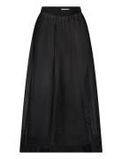 Hayden Pleated Wide Organza Midi Skirt Malina Black