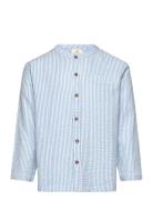 Seersucker Shirt W. Placket Copenhagen Colors Blue