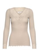 Organic T-Shirt W/ Lace Rosemunde Beige