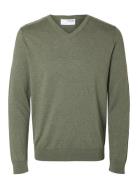 Slhberg Ls Knit V-Neck Noos Selected Homme Green