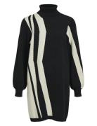 Objray L/S Knit Rollneck Dress Aop Noos Object Black