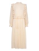 Midi Dress With Flounce At Chest Stella Nova Cream